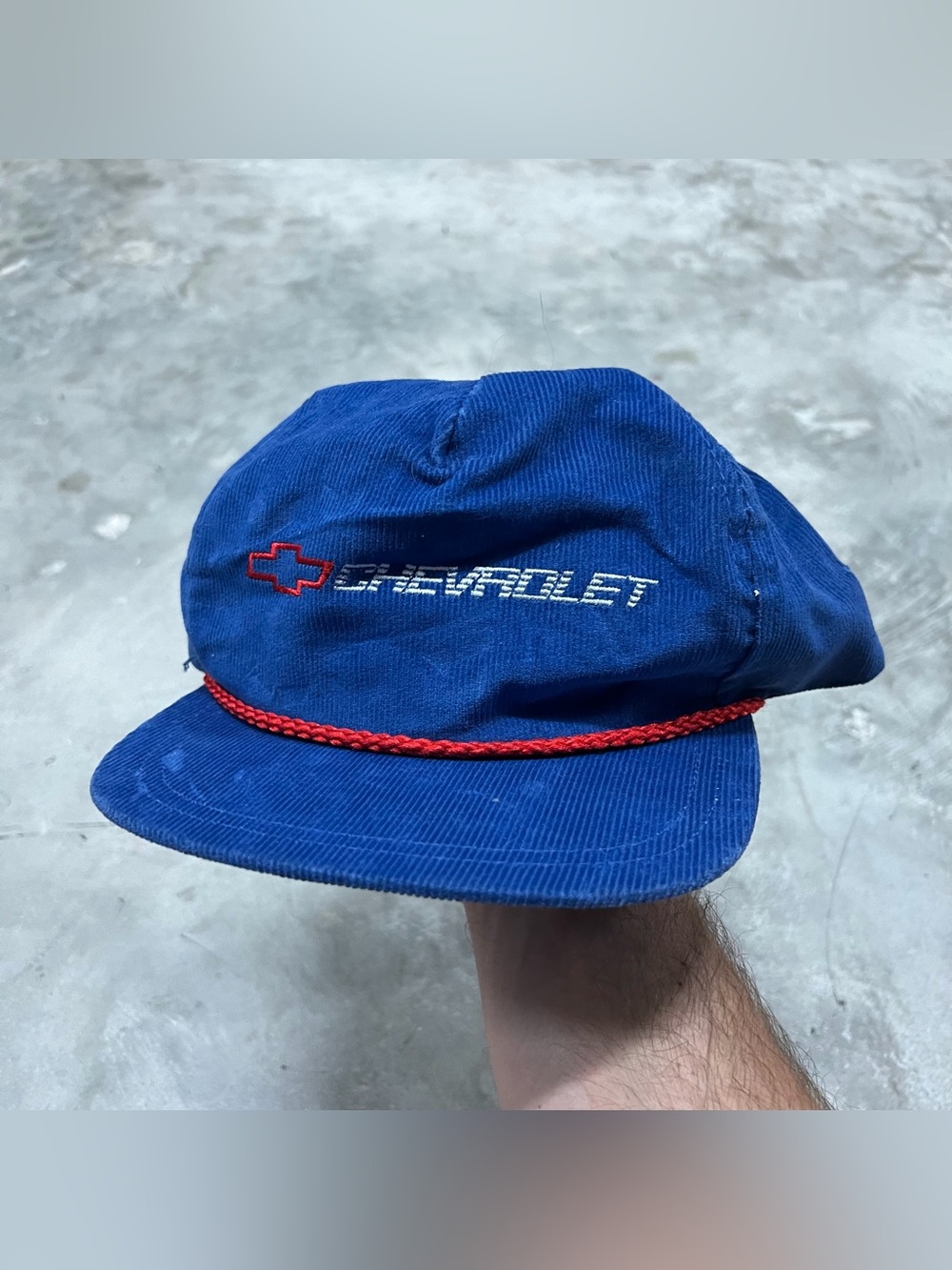 Vintage 90s Chevrolet Nylon Snapback Hat Cap Role Style Navy Blue USA Made Cars